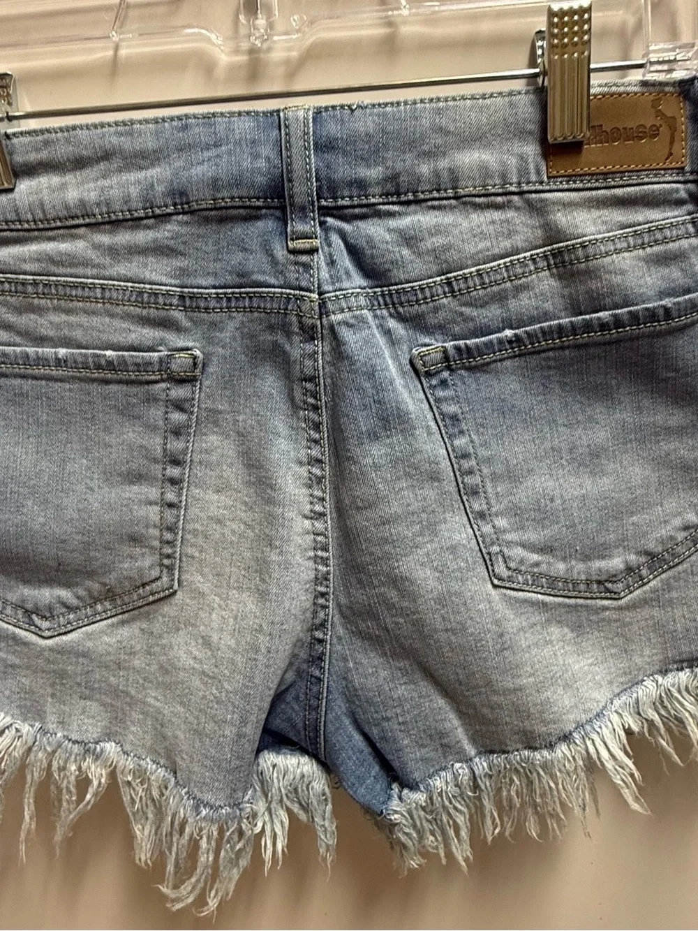 Dollhouse Light Blue Frayed‎ Hem Denim Shorts